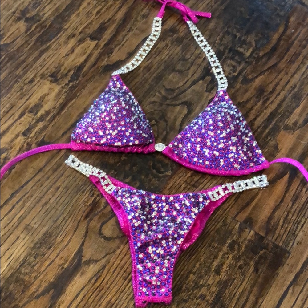 Custom made pink/purple competition bikini